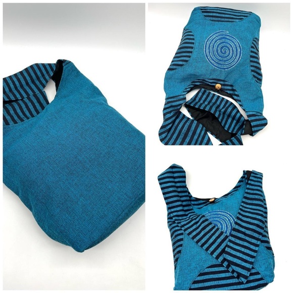 Handmade Cotton Sling Bag with Swirl Embroidery - Picture 5 of 9